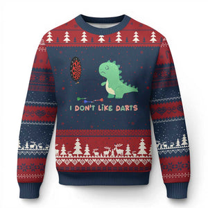 Funny Dinosaur Dartist Player Gift Ugly Christmas Sweater I Do Not Like Darts TS12 Navy Red Print Your Wear