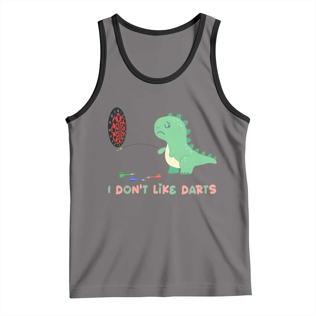 Funny Dinosaur Dartist Player Gift Tank Top I Do Not Like Darts TS12 Deep Heather Black Print Your Wear