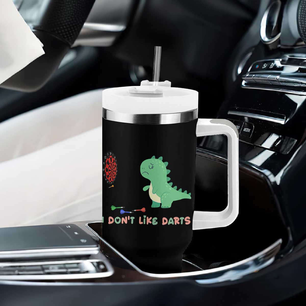 Funny Dinosaur Dartist Player Gift Tumbler With Handle I Do Not Like Darts TS12 Print Your Wear