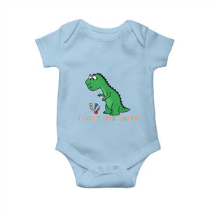 Funny Dinosaur Short Arms Problem Baby Onesie I Do Not Like Darts TS12 Light Blue Print Your Wear