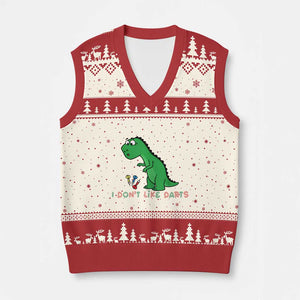Funny Dinosaur Short Arms Problem V-Neck Knit Sweater Vest I Do Not Like Darts TS12 Beige Red Print Your Wear