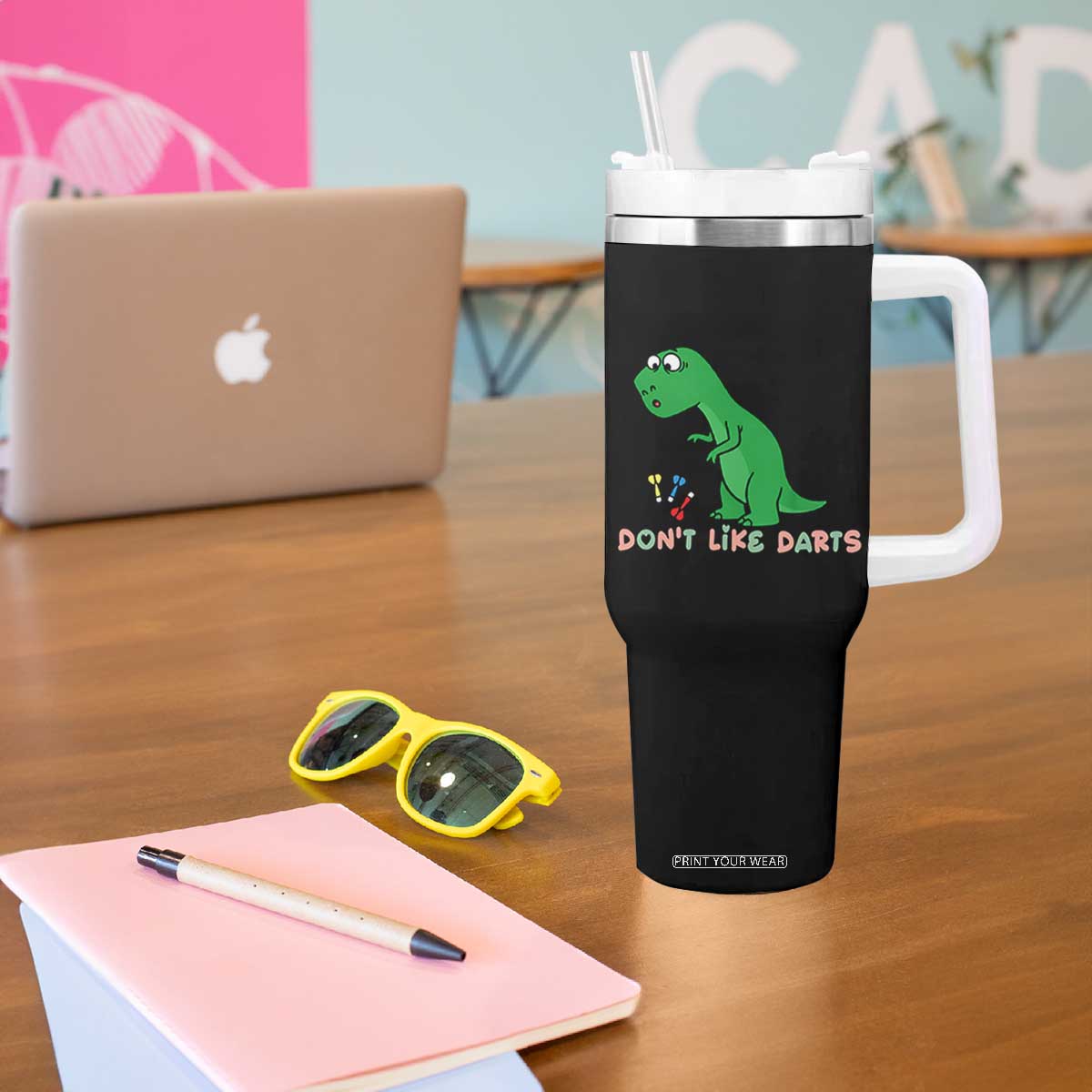 Funny Dinosaur Short Arms Problem Tumbler With Handle I Do Not Like Darts TS12 Print Your Wear