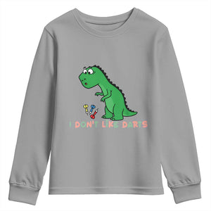 Funny Dinosaur Short Arms Problem Youth Sweatshirt I Do Not Like Darts TS12 Sport Gray Print Your Wear