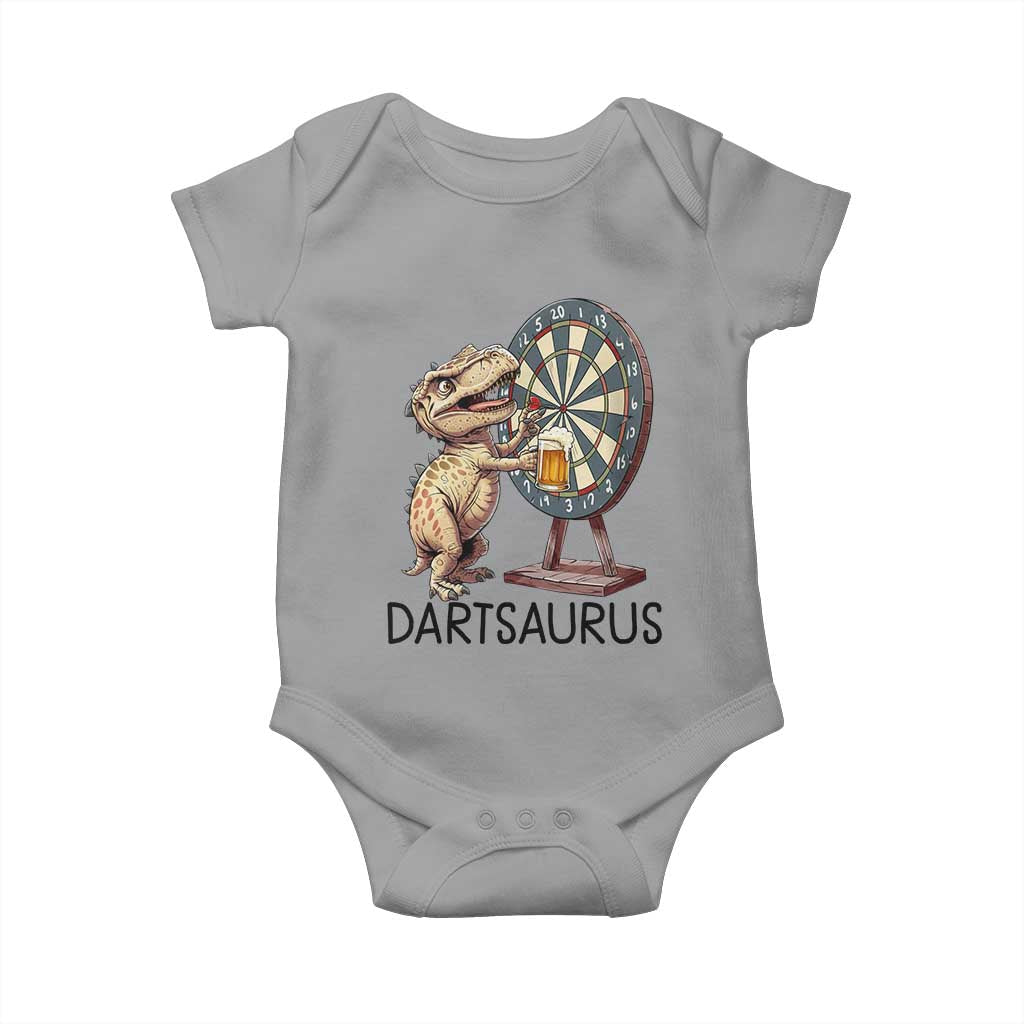 Dartsaurus Baby Onesie Funny Dinosaur Dart Player Gift TS12 Sport Gray Print Your Wear