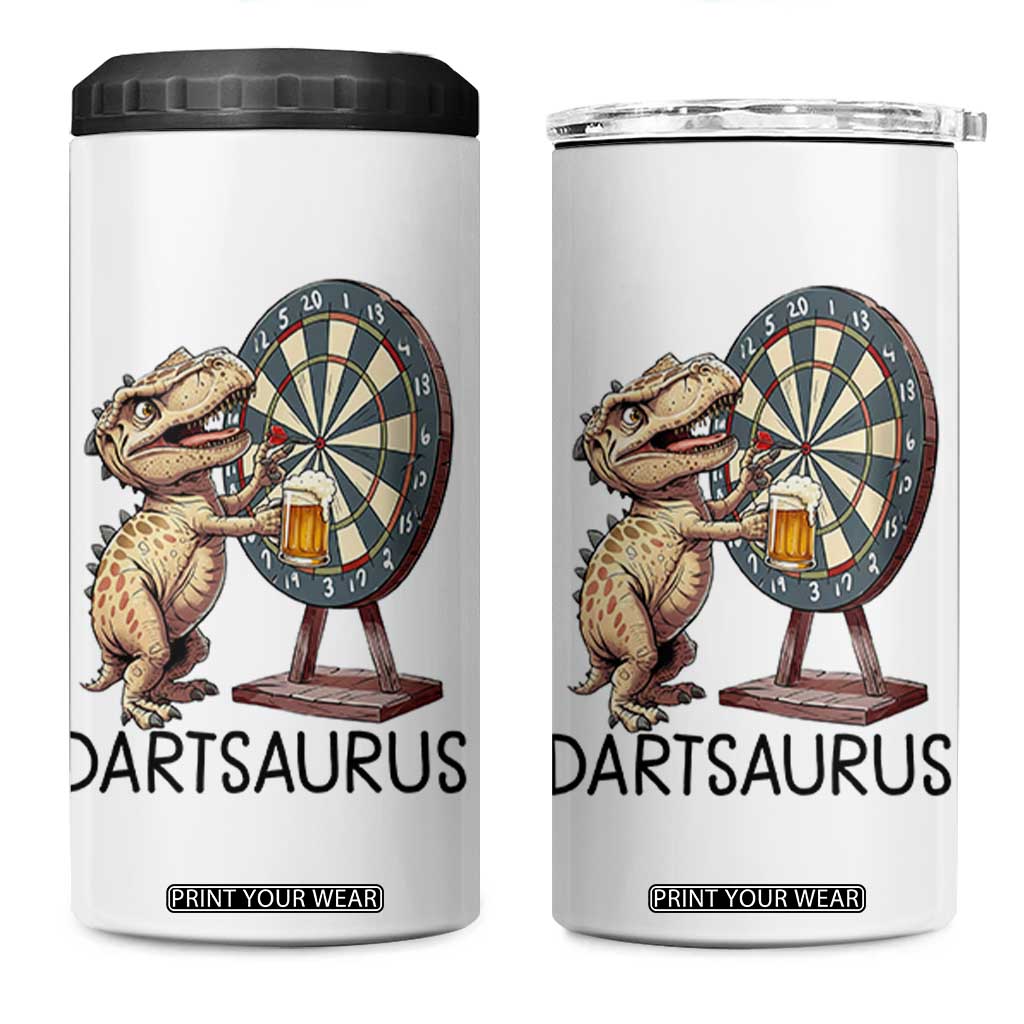 Dartsaurus 4 in 1 Can Cooler Tumbler Funny Dinosaur Dart Player Gift TS12 One Size: 16 oz White Print Your Wear