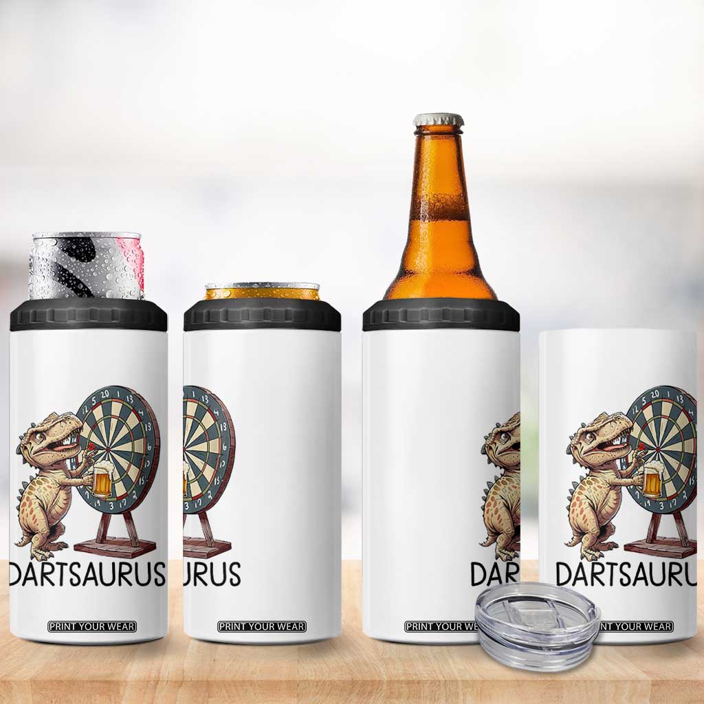 Dartsaurus 4 in 1 Can Cooler Tumbler Funny Dinosaur Dart Player Gift TS12 Print Your Wear