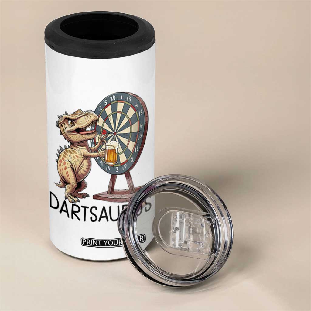 Dartsaurus 4 in 1 Can Cooler Tumbler Funny Dinosaur Dart Player Gift TS12 Print Your Wear