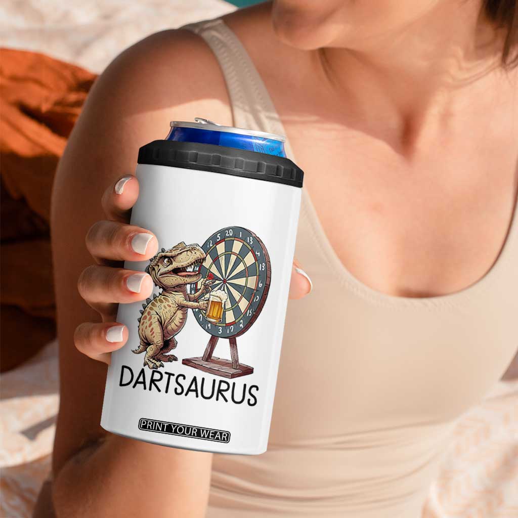 Dartsaurus 4 in 1 Can Cooler Tumbler Funny Dinosaur Dart Player Gift TS12 Print Your Wear