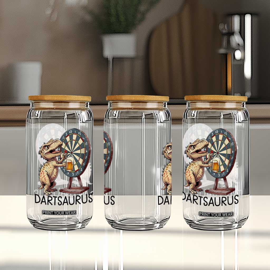 Dartsaurus Glass Can Funny Dinosaur Dart Player Gift TS12 Print Your Wear
