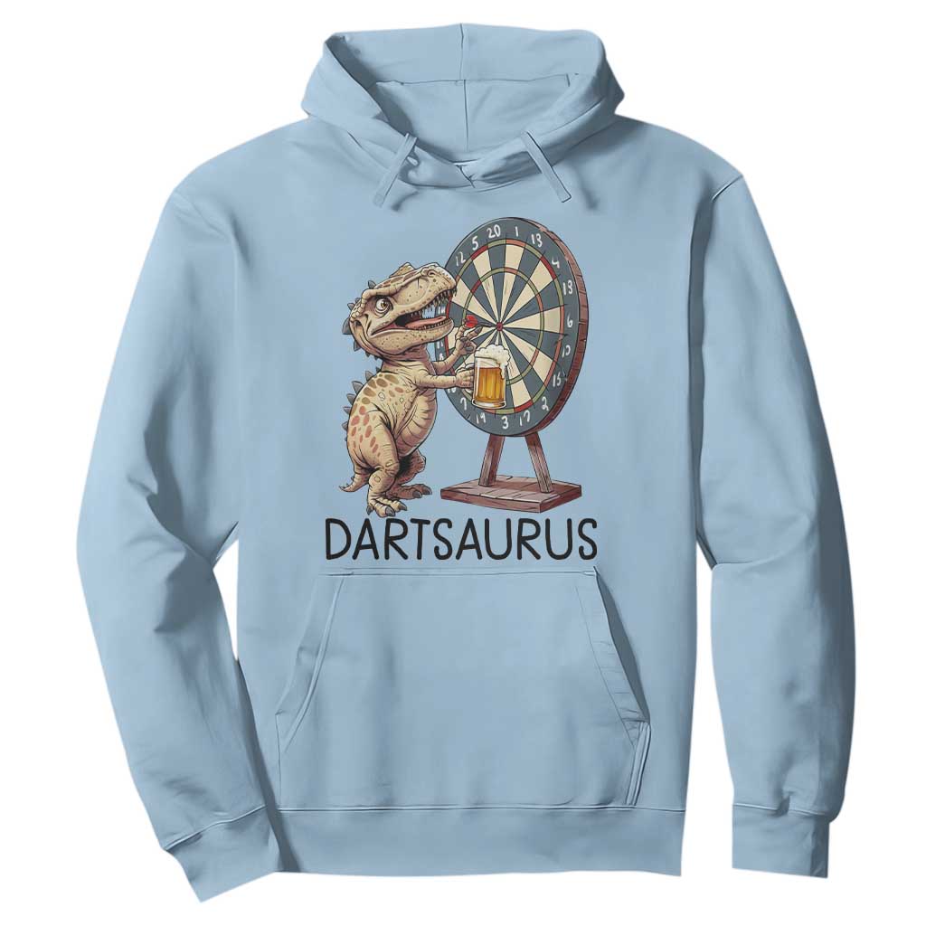 Dartsaurus Hoodie Funny Dinosaur Dart Player Gift TS12 Light Blue Print Your Wear