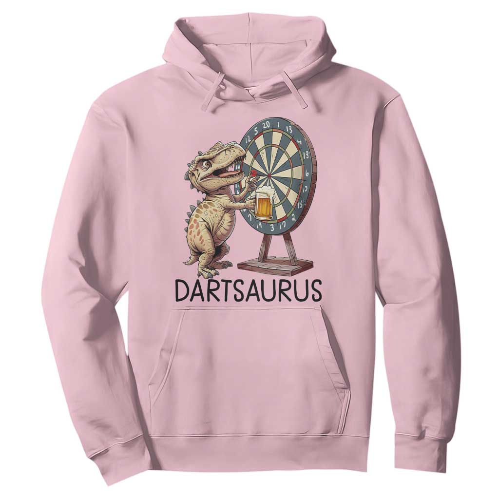 Dartsaurus Hoodie Funny Dinosaur Dart Player Gift TS12 Light Pink Print Your Wear