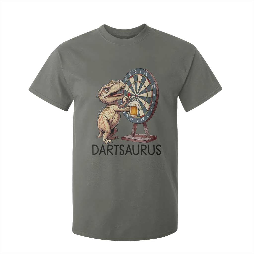 Dartsaurus T Shirt For Kid Funny Dinosaur Dart Player Gift TS12 Military Green Print Your Wear