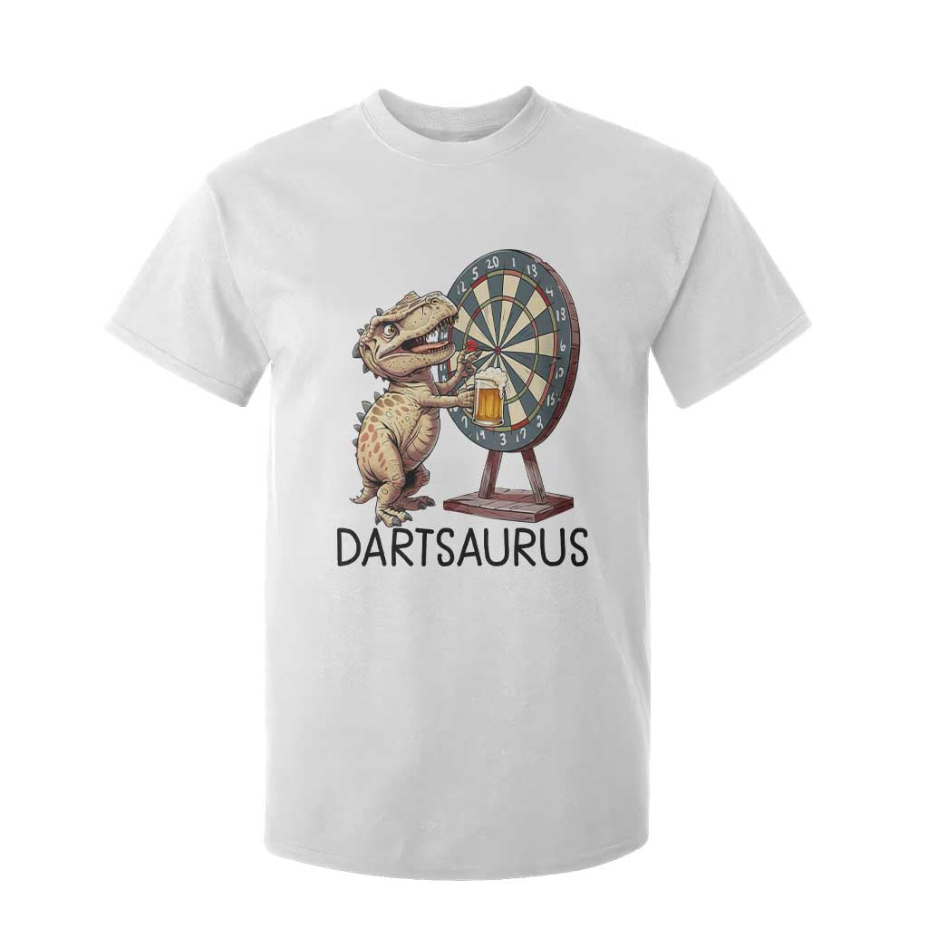 Dartsaurus T Shirt For Kid Funny Dinosaur Dart Player Gift TS12 White Print Your Wear