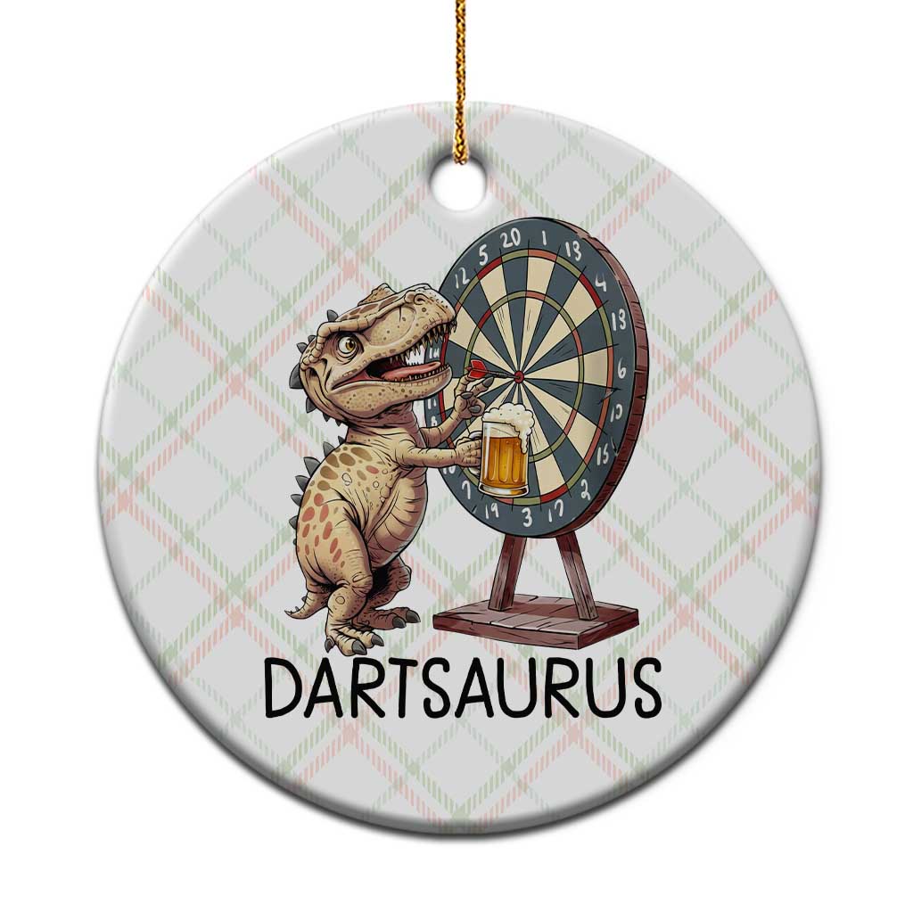 Dartsaurus Ceramic Ornament Funny Dinosaur Dart Player Gift TS12 1pc Christmas Plaid Print Your Wear