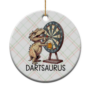Dartsaurus Ceramic Ornament Funny Dinosaur Dart Player Gift TS12 1pc Christmas Plaid Print Your Wear