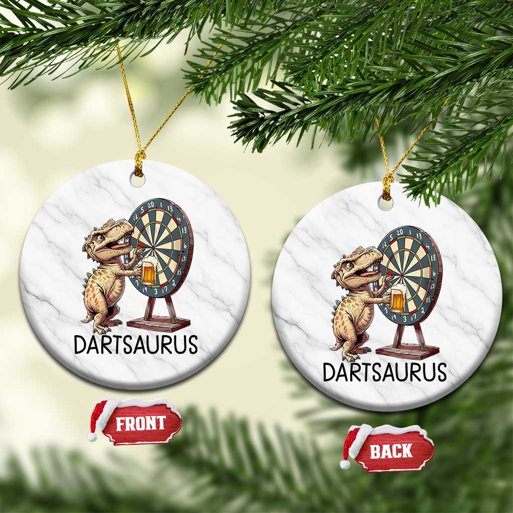 Dartsaurus Ceramic Ornament Funny Dinosaur Dart Player Gift TS12 1pc White Marble Print Your Wear
