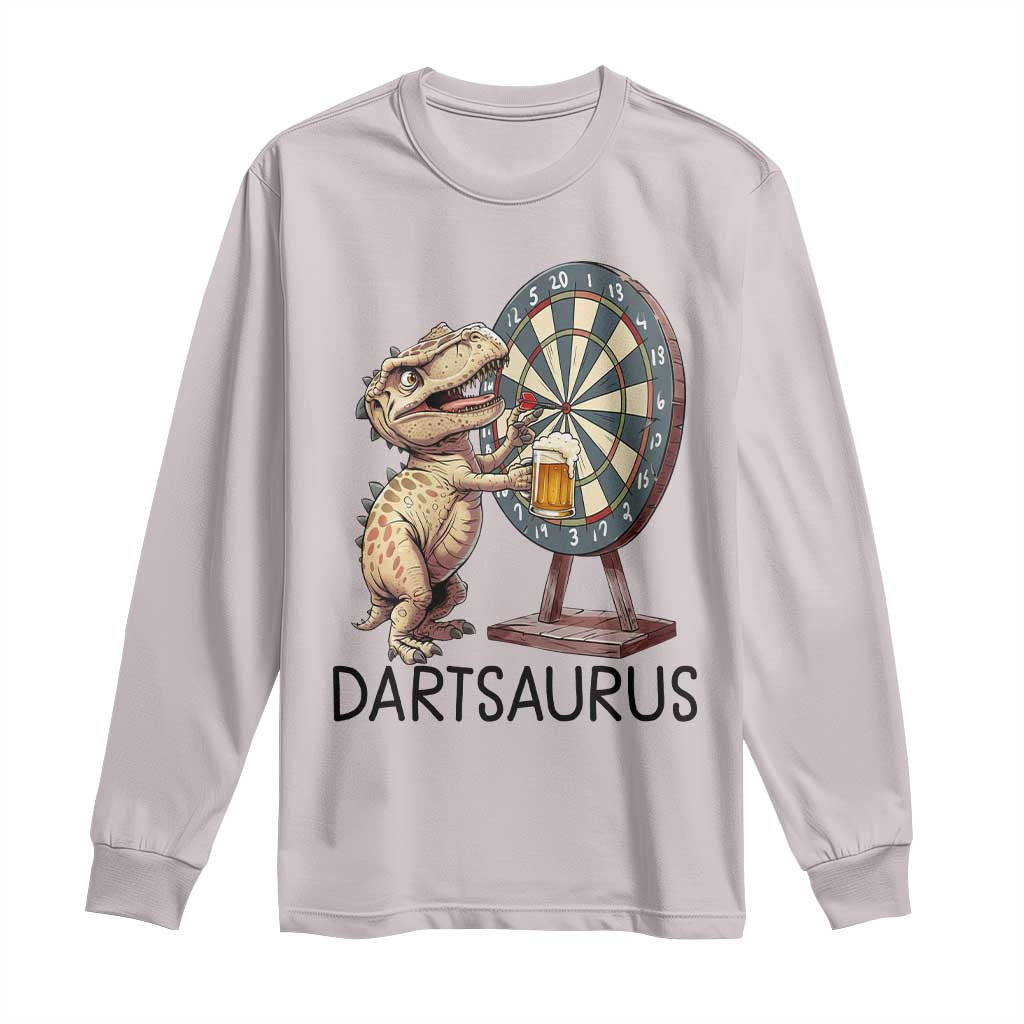 Dartsaurus Long Sleeve Shirt Funny Dinosaur Dart Player Gift TS12 Ice Gray Print Your Wear