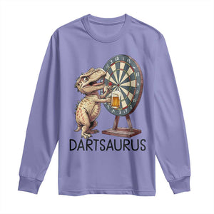 Dartsaurus Long Sleeve Shirt Funny Dinosaur Dart Player Gift TS12 Violet Print Your Wear