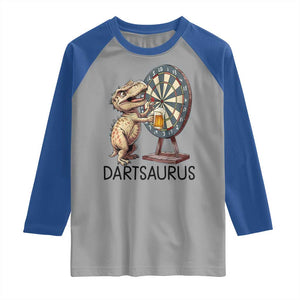 Dartsaurus Raglan Shirt Funny Dinosaur Dart Player Gift TS12 Sport Gray Royal Print Your Wear