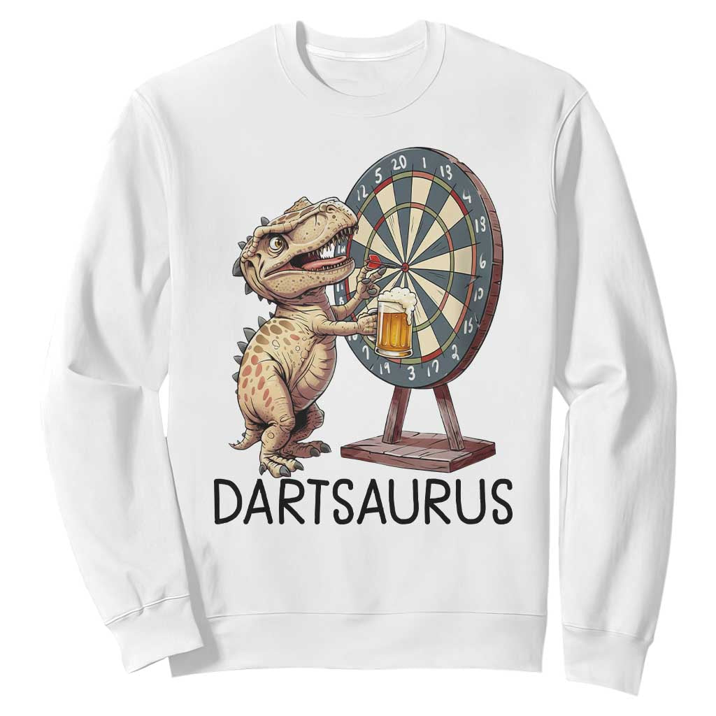Dartsaurus Sweatshirt Funny Dinosaur Dart Player Gift TS12 White Print Your Wear