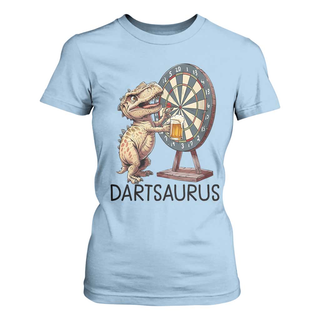 Dartsaurus T Shirt For Women Funny Dinosaur Dart Player Gift TS12 Light Blue Print Your Wear