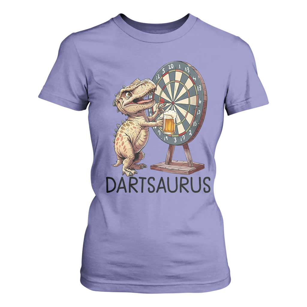 Dartsaurus T Shirt For Women Funny Dinosaur Dart Player Gift TS12 Violet Print Your Wear