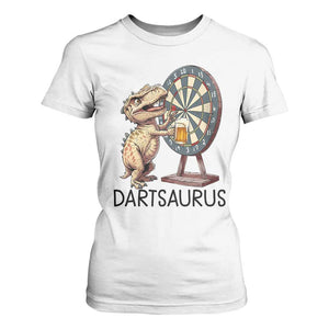 Dartsaurus T Shirt For Women Funny Dinosaur Dart Player Gift TS12 White Print Your Wear