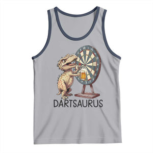 Dartsaurus Tank Top Funny Dinosaur Dart Player Gift TS12 Athletic Heather Navy Print Your Wear