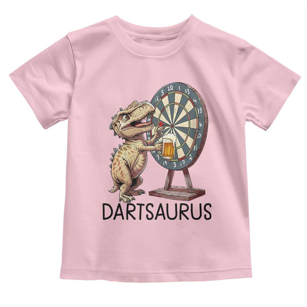 Dartsaurus Toddler T Shirt Funny Dinosaur Dart Player Gift TS12 Light Pink Print Your Wear