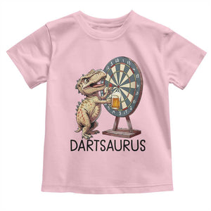 Dartsaurus Toddler T Shirt Funny Dinosaur Dart Player Gift TS12 Light Pink Print Your Wear