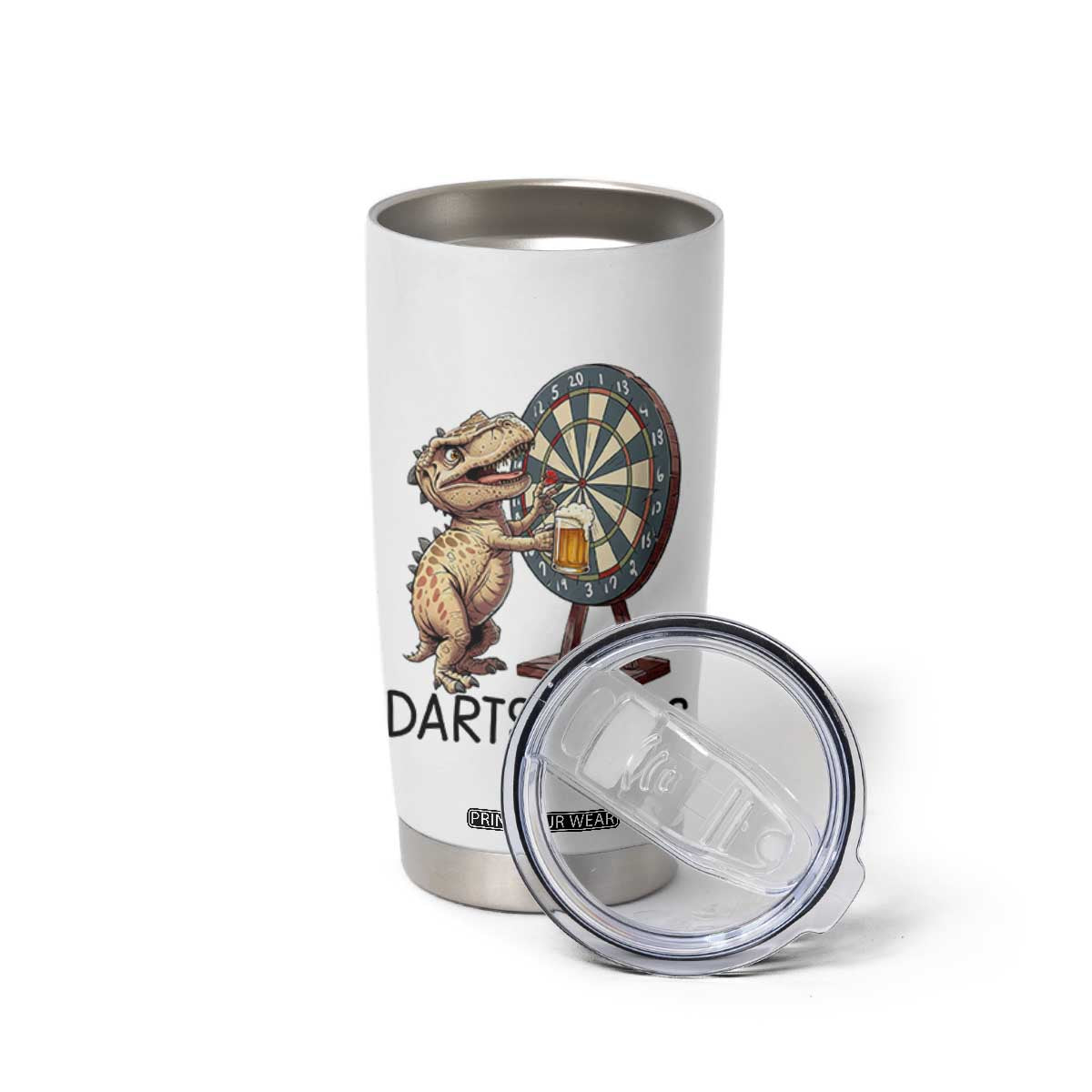 Dartsaurus Tumbler Cup Funny Dinosaur Dart Player Gift TS12 Print Your Wear