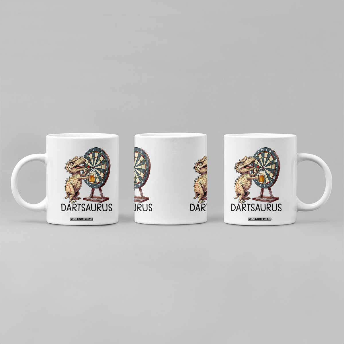 Dartsaurus Coffee Mug Funny Dinosaur Dart Player Gift TS12 Print Your Wear