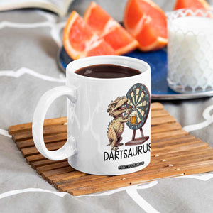 Dartsaurus Coffee Mug Funny Dinosaur Dart Player Gift TS12 Print Your Wear