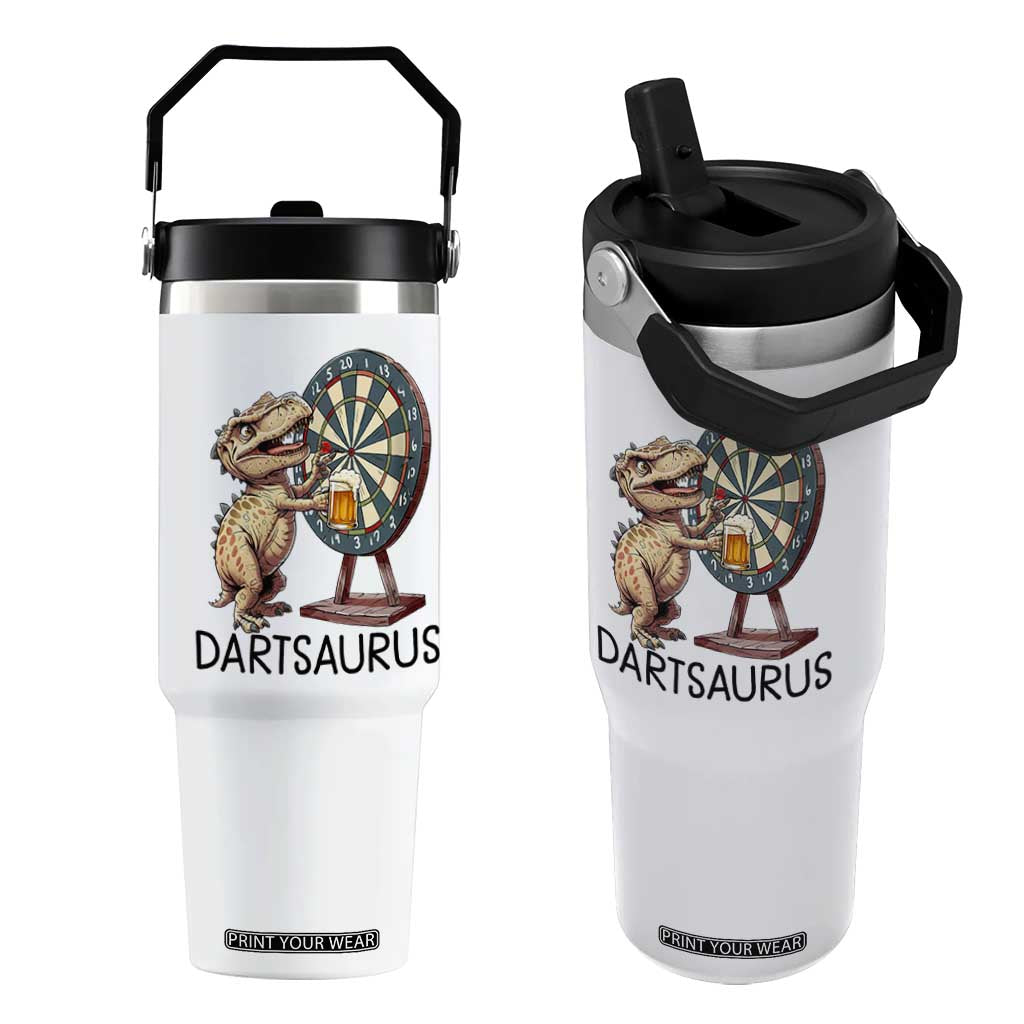Dartsaurus Flip Straw Tumbler Funny Dinosaur Dart Player Gift TS12 One Size: 30 oz White Print Your Wear