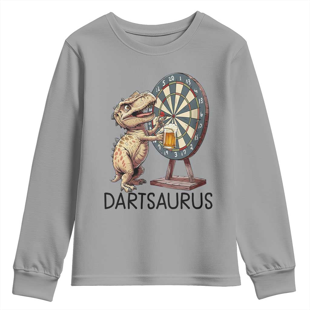 Dartsaurus Youth Sweatshirt Funny Dinosaur Dart Player Gift TS12 Sport Gray Print Your Wear