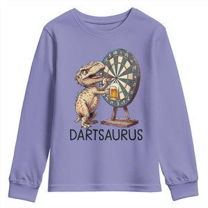 Dartsaurus Youth Sweatshirt Funny Dinosaur Dart Player Gift TS12 Violet Print Your Wear