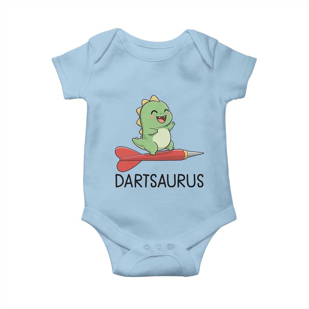 Cute Dartsaurus Playing Dart Baby Onesie Dinosaur Lover Gift TS12 Light Blue Print Your Wear