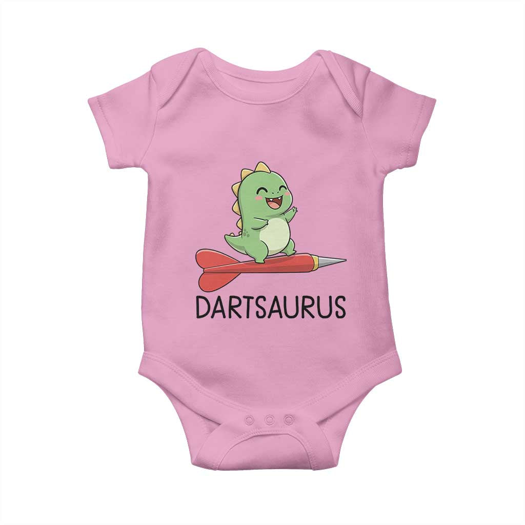 Cute Dartsaurus Playing Dart Baby Onesie Dinosaur Lover Gift TS12 Light Pink Print Your Wear