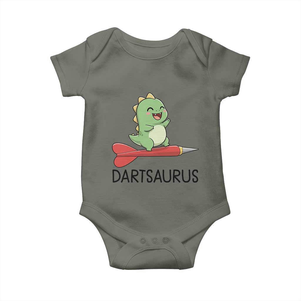 Cute Dartsaurus Playing Dart Baby Onesie Dinosaur Lover Gift TS12 Military Green Print Your Wear
