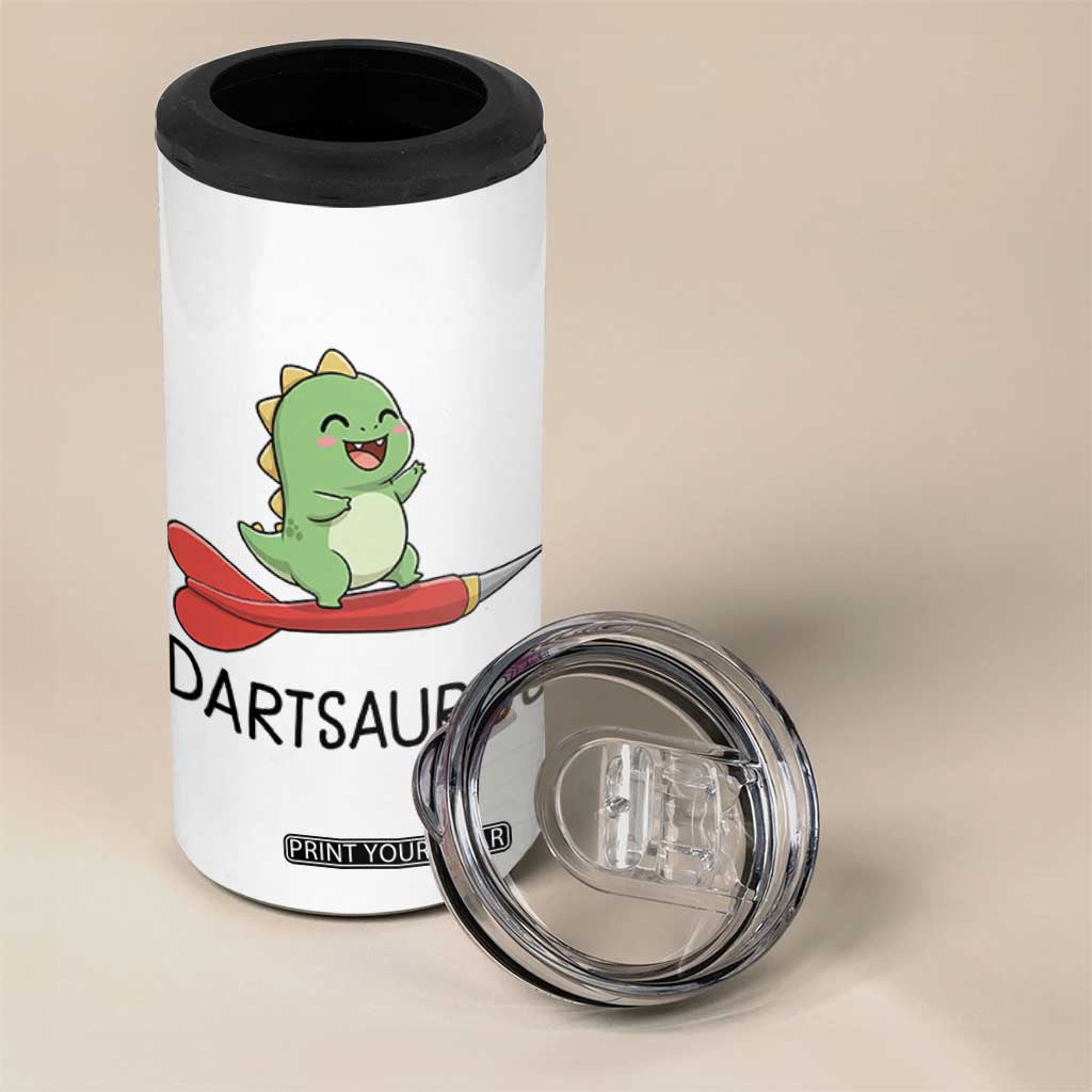 Cute Dartsaurus Playing Dart 4 in 1 Can Cooler Tumbler Dinosaur Lover Gift TS12 Print Your Wear
