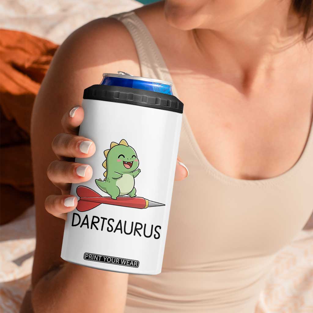 Cute Dartsaurus Playing Dart 4 in 1 Can Cooler Tumbler Dinosaur Lover Gift TS12 Print Your Wear