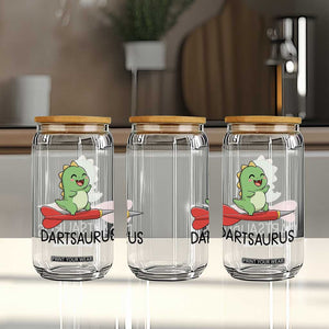 Cute Dartsaurus Playing Dart Glass Can Dinosaur Lover Gift TS12 Print Your Wear
