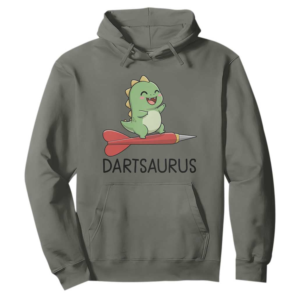 Cute Dartsaurus Playing Dart Hoodie Dinosaur Lover Gift TS12 Military Green Print Your Wear