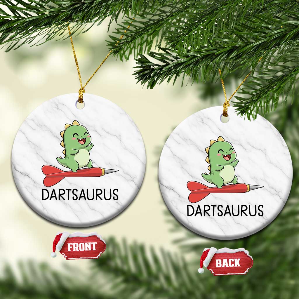 Cute Dartsaurus Playing Dart Ceramic Ornament Dinosaur Lover Gift TS12 1pc White Marble Print Your Wear