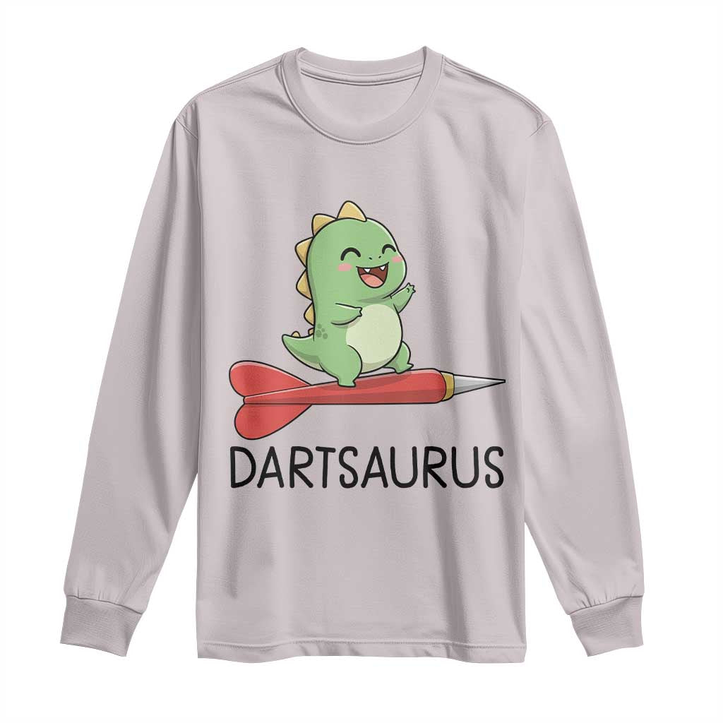 Cute Dartsaurus Playing Dart Long Sleeve Shirt Dinosaur Lover Gift TS12 Ice Gray Print Your Wear