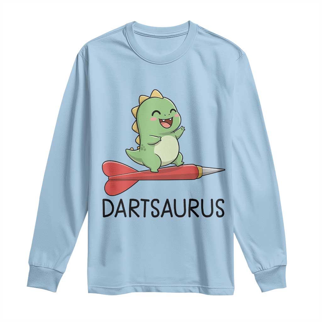 Cute Dartsaurus Playing Dart Long Sleeve Shirt Dinosaur Lover Gift TS12 Light Blue Print Your Wear