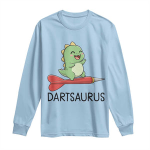 Cute Dartsaurus Playing Dart Long Sleeve Shirt Dinosaur Lover Gift TS12 Light Blue Print Your Wear