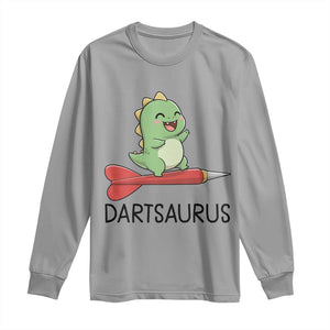 Cute Dartsaurus Playing Dart Long Sleeve Shirt Dinosaur Lover Gift TS12 Sport Gray Print Your Wear