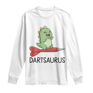 Cute Dartsaurus Playing Dart Long Sleeve Shirt Dinosaur Lover Gift TS12 White Print Your Wear