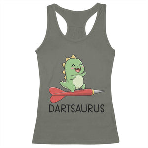 Cute Dartsaurus Playing Dart Racerback Tank Top Dinosaur Lover Gift TS12 Military Green Print Your Wear